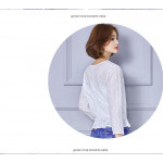 春秋款水溶繡花波浪紋鏤空蕾絲上衣/長袖上衣/雕花上衣☆M-2XL☆